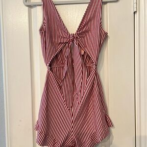 Zara Red and White Striped Romper
